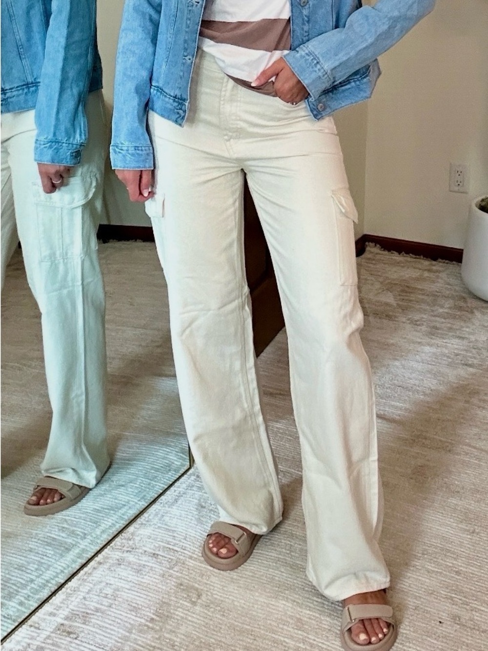 Old Navy Cream Wide Leg Jeans